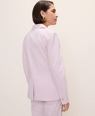 Ann Taylor Pink/White Combo The Single Button Blazer in Seersucker