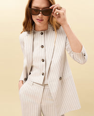 Ann Taylor Cream Multi Pinstripe The Crosby Blazer in Pinstripe