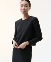 Ann Taylor Black The Crew Neck Top in Fluid Crepe
