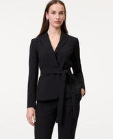 Ann Taylor Black The Belted Blazer in Fluid Crepe