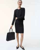 Ann Taylor Black The Pocket Midi Skirt in Fluid Crepe