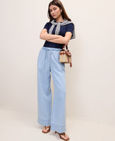 Ann Taylor Azure Light Wash The Relaxed Wide-Leg Jean