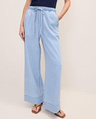 Ann Taylor Azure Light Wash The Relaxed Wide-Leg Jean