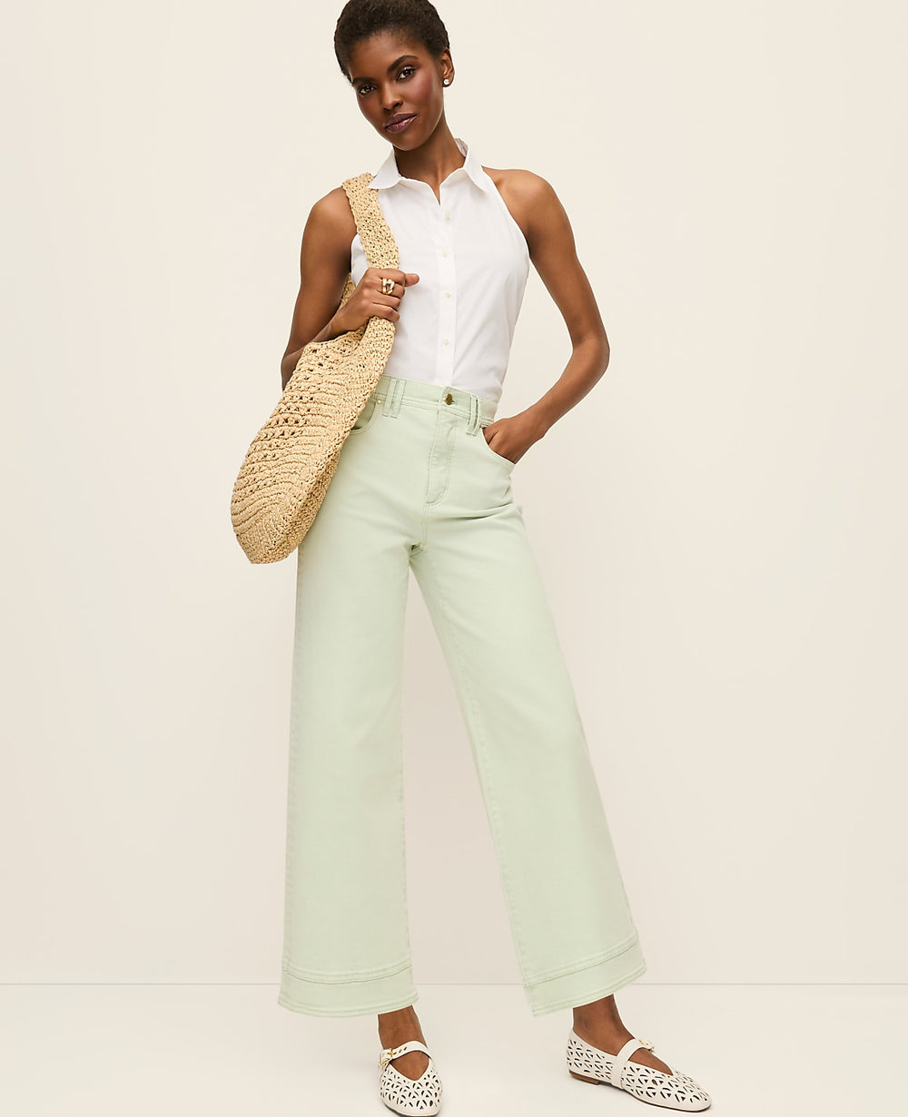 Ann Taylor Pale Aqua The Wide-Leg Crop Jean