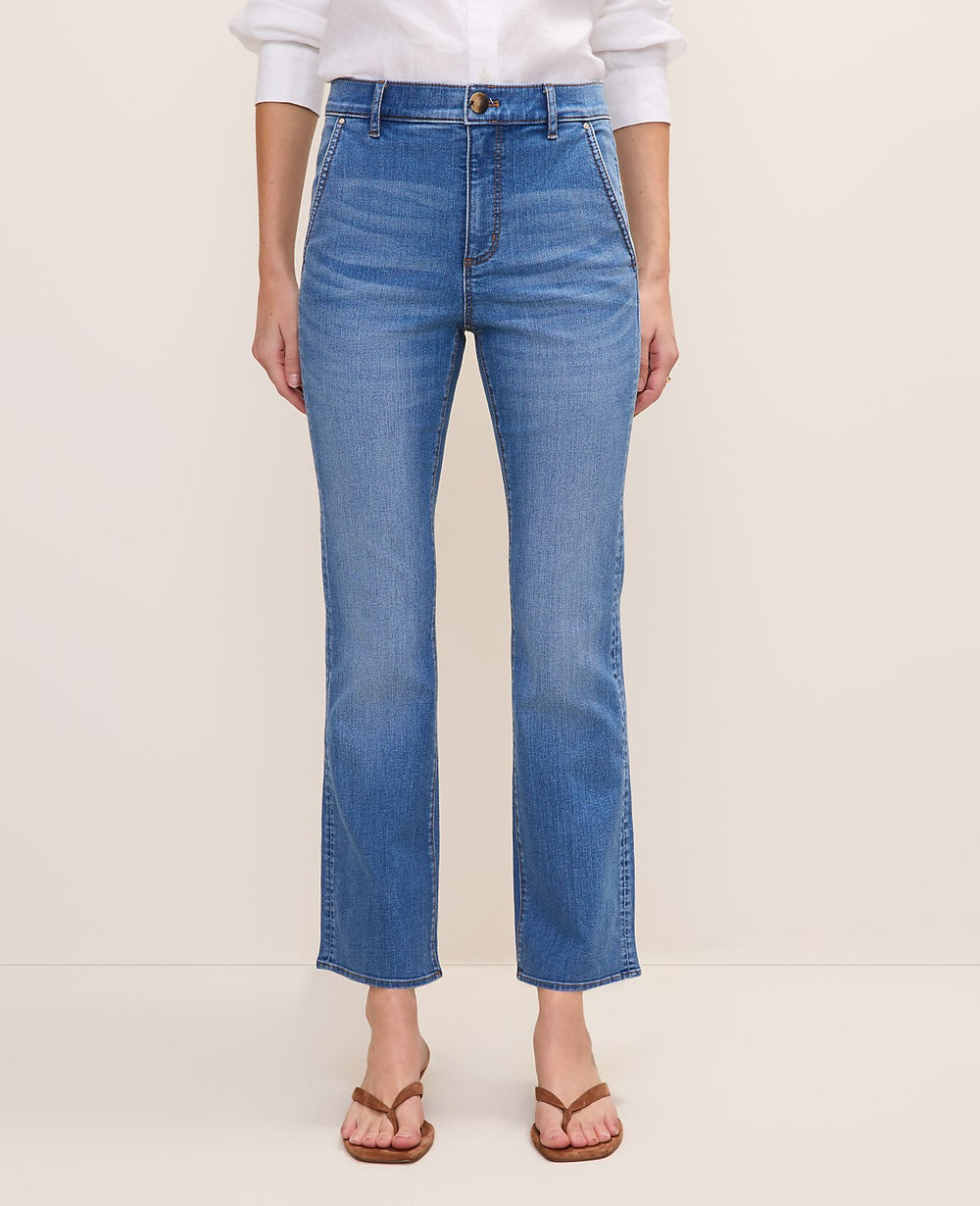 Ann Taylor Venice Blue Medium The Cropped Boot Jean — Curvy Fit