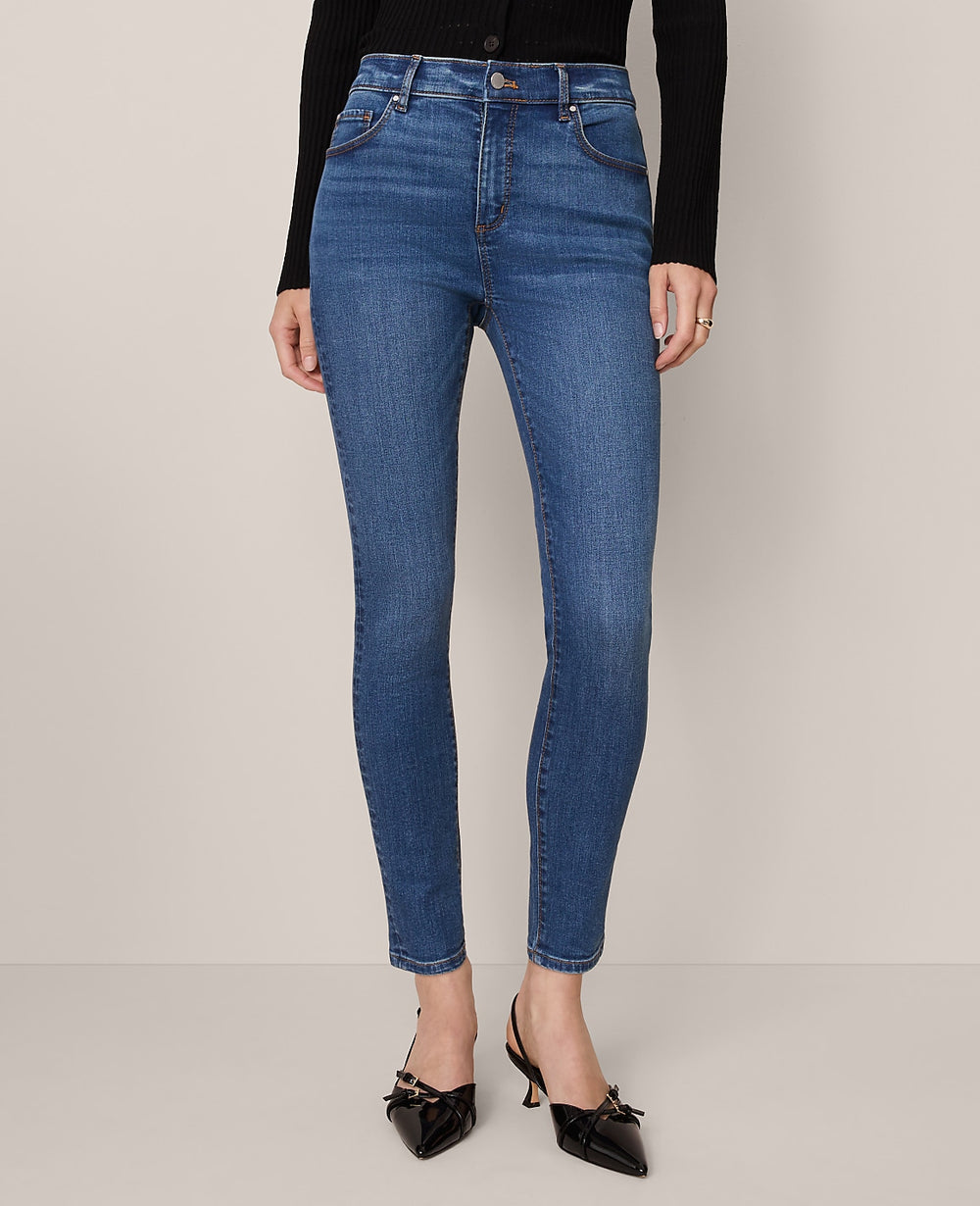 Ann Taylor Classic Mid Wash Mid Rise Skinny Jeans in Classic Wash — Curvy Fit