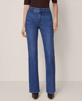 Ann Taylor Clean Dark Wash Mid Rise Boot Jean in Metropolitan Wash - Curvy Fit