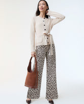 Ann Taylor Pale Linen The Wide-Leg Jean in Animal Print