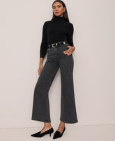 Ann Taylor Faded Black Wash The Wide-Leg Crop Jean