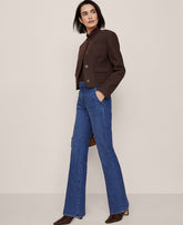 Ann Taylor Clean Dark Wash Mid Rise Boot Jean in Metropolitan Wash