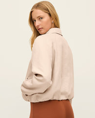 Ann Taylor Pale Sandalwood Bubble Collared Jacket
