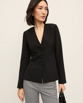 Ann Taylor Black The Peplum Jacket in Fluid Crepe