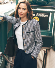 Ann Taylor Night Sky Weekend Tweed Crew Neck Jacket