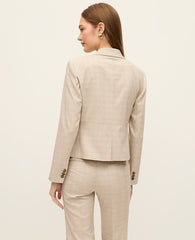 Ann Taylor Neutral Glen Check The Single Button Fitted Blazer in Glen Check