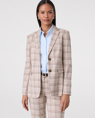 Ann Taylor Tan/Navy Plaid The Greenwich Blazer in Plaid