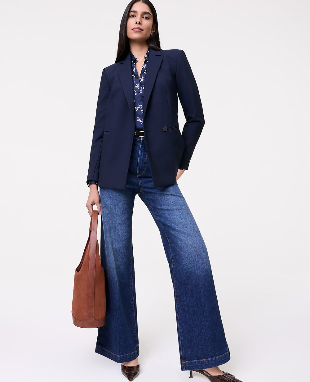 Ann Taylor Night Sky The Straight Fit Double Breasted Blazer