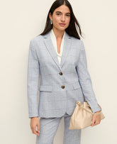 Ann Taylor Blue/White Combo The Greenwich Blazer in Plaid