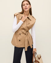 Ann Taylor Classic Tan Belted Trench Vest