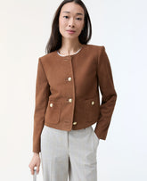 Ann Taylor Rich Umber The Crew Neck Jacket in Suede