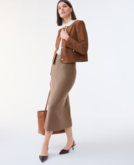 Ann Taylor Rich Umber The Crew Neck Jacket in Suede