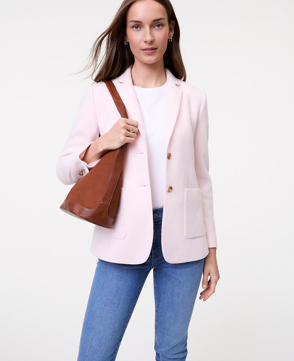 Ann Taylor Blush Haze Weekend Greenwich Blazer in Brushed Knit