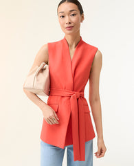 Ann Taylor Fiery Sunset The Belted Long Vest