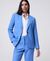 Ann Taylor Bluebird Melange The Single Button Blazer in Luxe Twill