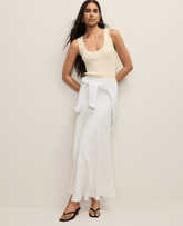Ann Taylor Winter White Bias Flare Maxi Skirt