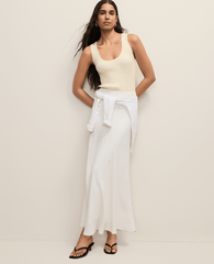 Ann Taylor Winter White Bias Flare Maxi Skirt