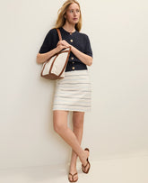 Ann Taylor Feather Striped A-Line Skirt in Tweed