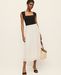 Ann Taylor Winter White Polka Dot Chiffon Midi Skirt