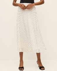 Ann Taylor Winter White Polka Dot Chiffon Midi Skirt