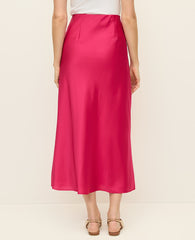 Ann Taylor Bougainvillea Satin Bias Midi Slip Skirt