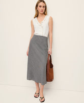 Ann Taylor Black Gingham Bias Midi Slip Skirt
