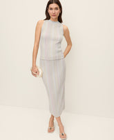 Ann Taylor Rose Veil Striped Metallic Midi Sweater Skirt
