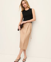 Ann Taylor Cafe Au Lait Satin Wrap Midi Skirt