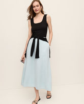 Ann Taylor Mountain Air Cotton Gauze Drawstring Midi Skirt