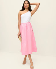 Ann Taylor Strawberry Lemonade Striped Tie Waist Midi Skirt