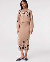 Ann Taylor Cafe Au Lait Floral Jacquard Sweater Skirt