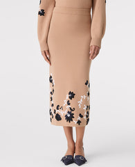 Ann Taylor Cafe Au Lait Floral Jacquard Sweater Skirt
