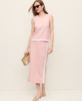 Ann Taylor Rose Veil Midi Skirt in Linen Blend