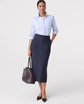 Ann Taylor Indigo Blend Button Column Midi Skirt