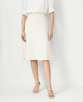 Ann Taylor Ivory Whisper The Flare Skirt in Fluid Crepe