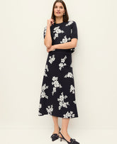 Ann Taylor Night Sky Floral Jacquard Midi Skirt