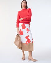 Ann Taylor Fiery Sunset Floral Satin Pleated Skirt