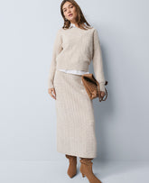 Ann Taylor Pale Sand Heather Weekend Pointelle Sweater Skirt