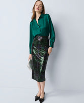 Ann Taylor Black 1 Sequin Plaid Column Midi Skirt
