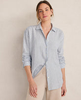 Ann Taylor Ocean Wave Haven Well Within The Daily Shirt in Linen Stripe