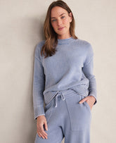 Ann Taylor Indigo Wave Wash Haven Well Within Garment-Dyed Organic Cotton Roll Neck Sweater