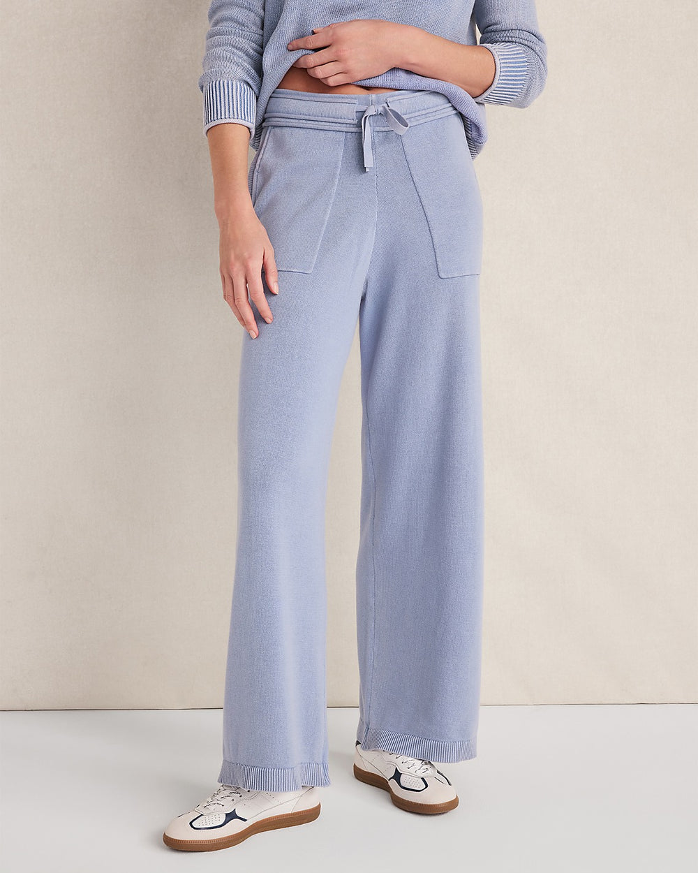 Ann Taylor Ocean Wave Haven Well Within Organic Cotton Knit Wide Leg Pants